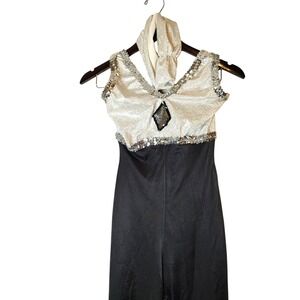 Vtg Dancewear Costume Adult Small One‎ Piece Y2K Halter Romper Sequin Stagewear